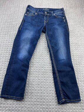 Silver Jeans Suki Capri Blue Denim Women Size 27